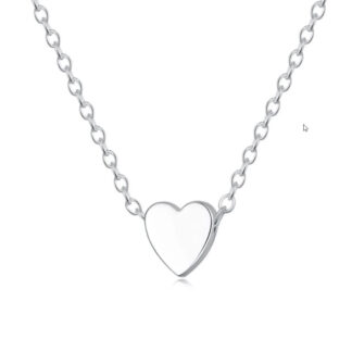 Ketting met hart-vormige hanger | Zilver - Wit